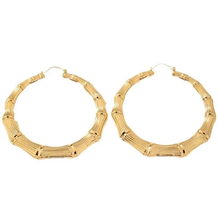 Grandes boucles d'oreilles en bambou pour femmes