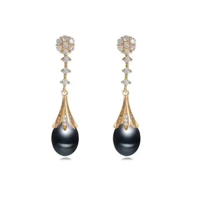 Boucles d'oreilles pendantes en perles naturelles en argent 925 pour femmes style bohème perles d'eau douce cadeau de fiançailles pour femmes occasions spéciales