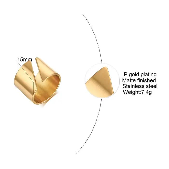 Bague enveloppante large acier inoxydable plaqué or 18 carats pour femmes styles modernes et sophistiqués occasions spéciales