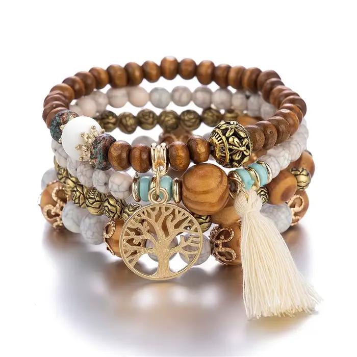 Bracelets Boho Arbre de Vie En Bois Et Alliage De Cuivre Pour Femmes Occasions Spéciales Nature Stylish