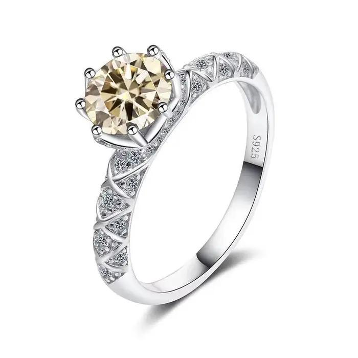 Bague en Moissanite de qualité supérieure avec forme étoile en argent sterling plaqué or pour femmes, occasion anniversaire et mariage