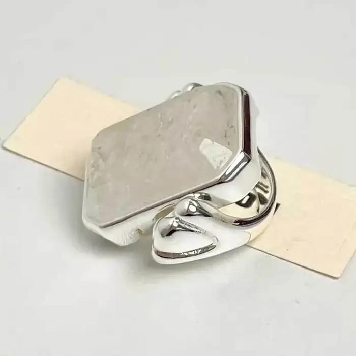 Bague en sucre carrée rétro française pour femmes, cristal naturel, bijou de fête, design exagéré, cadeau mode 2025