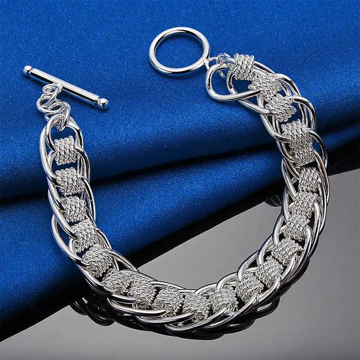 Bracelet en maille ronde exquise de 8 pouces en argent sterling 925