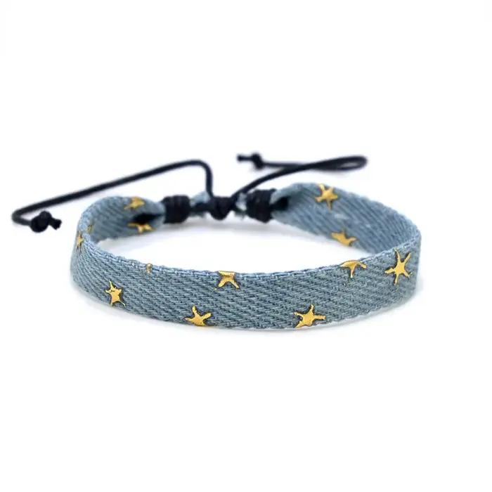 Bracelet en tissu cowboy pour hommes et femmes, étoiles simples, ULde vêtements personnalisée, bracelets de bateau Chia, accessoires de bijoux