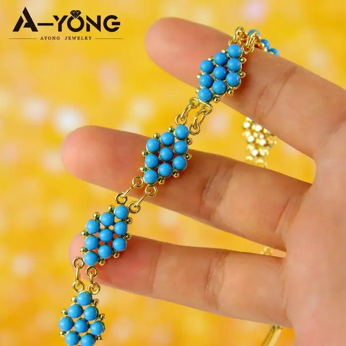 Bracelet de perles plaqué or 21 carats pour femmes italiennes