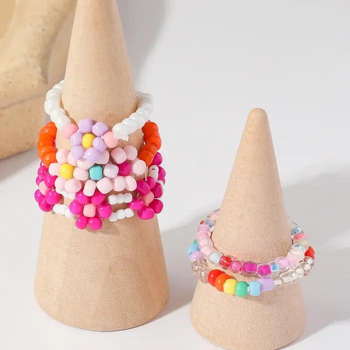 Bagues en perles de rocaille pour femmes, design bohème, motifs floraux, bagues minimalistes et colorées pour soirées et occasions spéciales