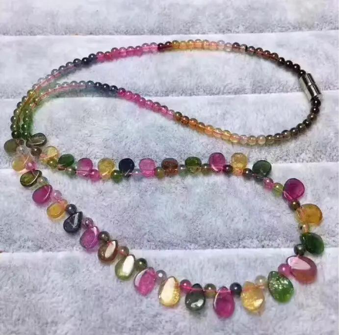 Collier en pierre naturelle de tourmaline pour femme, pendentif goutte de pluie, collier princesse,