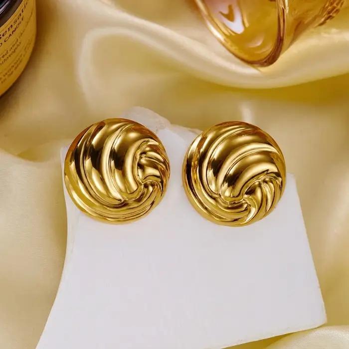 Boucles d'oreilles vintage années 80 dorées pour femme