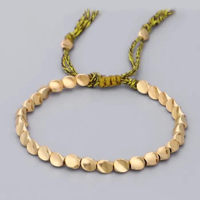 Bracelet ethnique bouddhiste tibétain en cuivre rouge pour femmes et hommes