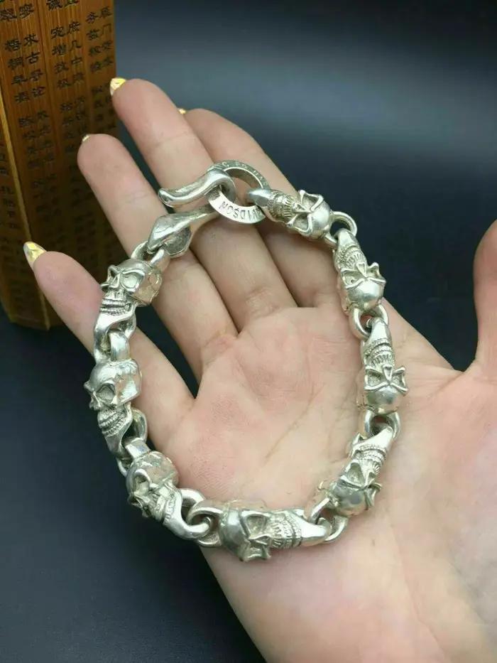 Bracelet de luxe tibétain en argent pour hommes et femmes
