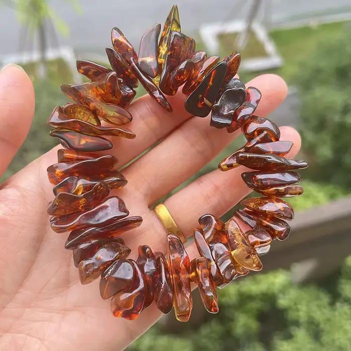 Bracelet en ambre irrégulier unisexe