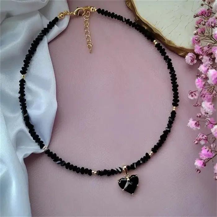 Collier avec pendentif en forme de cœur en Zircon pour femmes