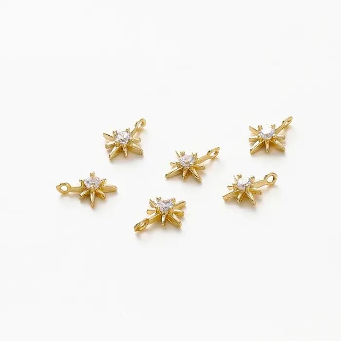 10 pièces/lot 18K couleurs or strass hexagramme étoiles pendentifs en laiton Bracelet breloque décoration pour collier fabrication de bijoux trouver