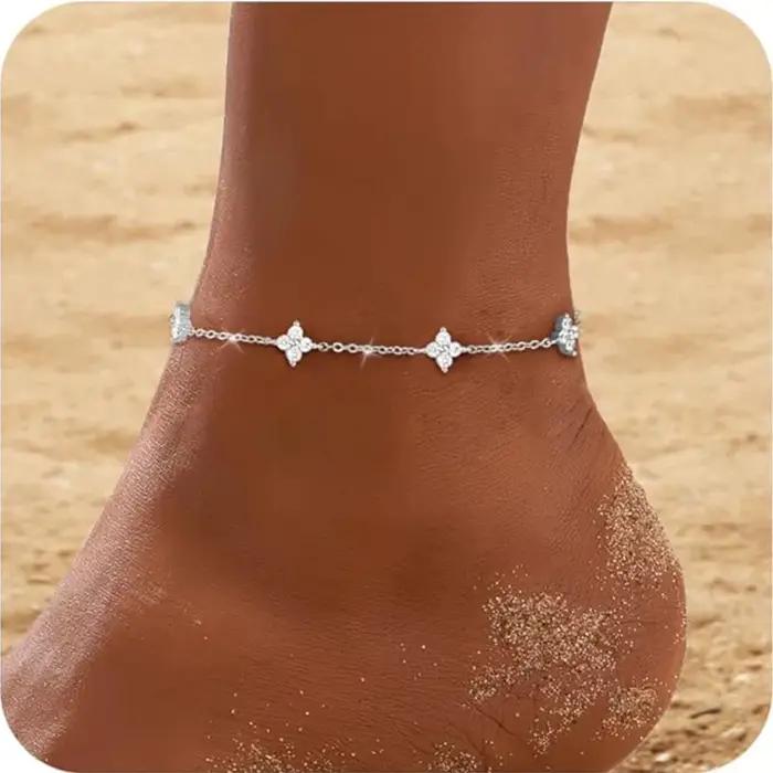 Bracelet de cheville en argent sterling 925 pour femme