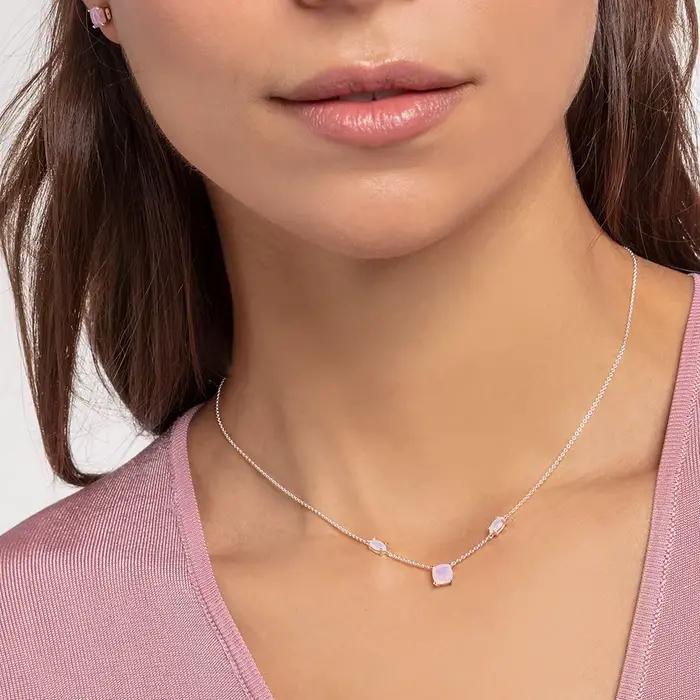 Ensemble de bijoux collier et boucles d'oreilles en pierre rose, tout nouveau cadeau romantique en argent Sterling 925 pour femmes, printemps