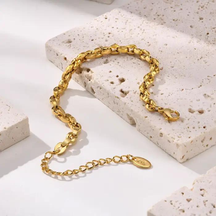 Bracelet en acier inoxydable doré fait à la main pour femmes, cadeau parfait pour occasions quotidiennes et spéciales