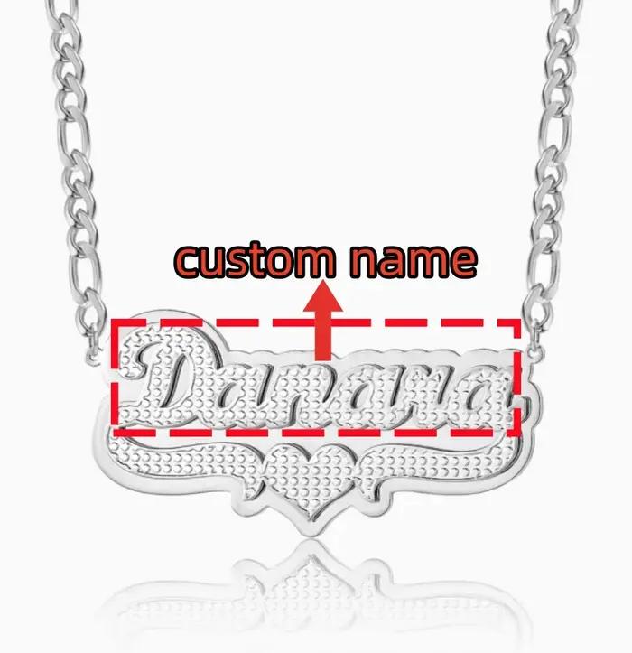 Collier avec plaque signalétique en or 18 carats, Double plaque signalétique personnalisée, nom 3D,