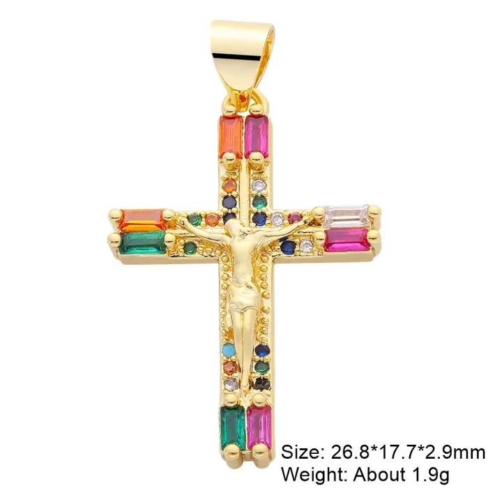 Juya-Bijoux Religieux Faits à la Main en Plaqué Or group 18K, Fournitures de Breloques de Croix Chré
