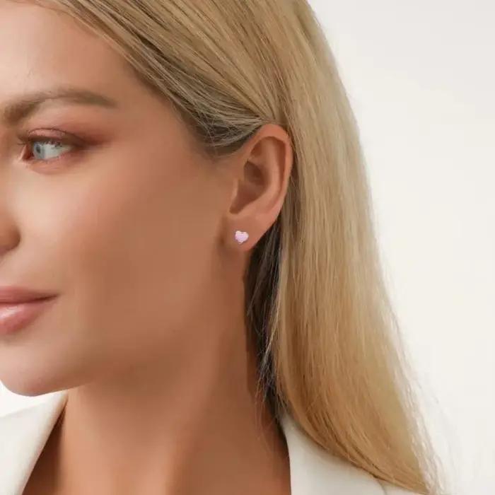 Boucles d'oreilles coeur amour en titane pour femmes filles plaqué or 14 carats hypoallergénique mignon Cartilage Tragus vis arrière oreille post-sensible