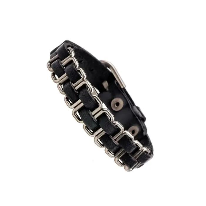 Nouveau bracelet punk sombre en PU pour femmes et hommes