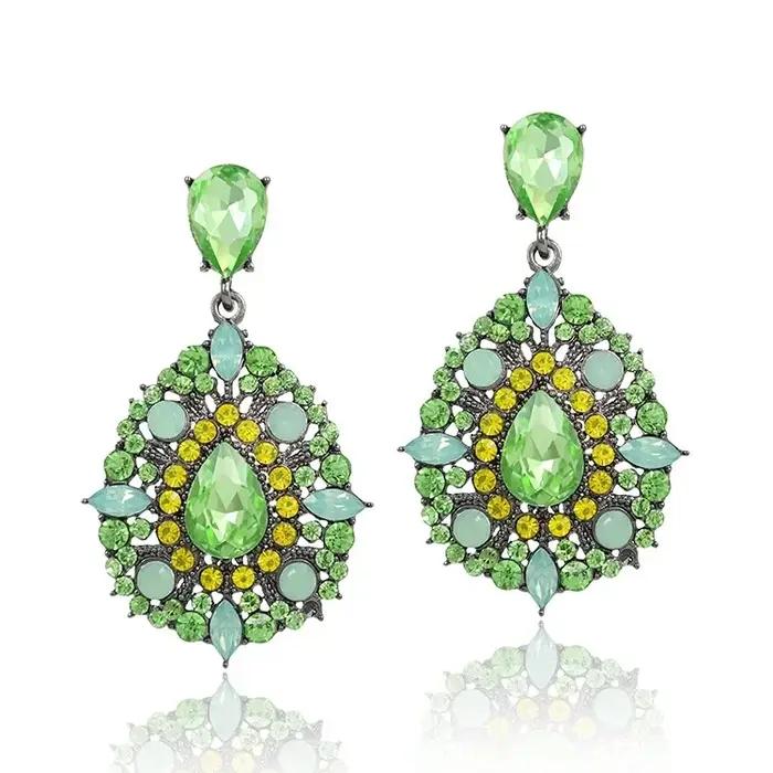 Boucles d'oreilles tendance en alliage avec cristaux et strass