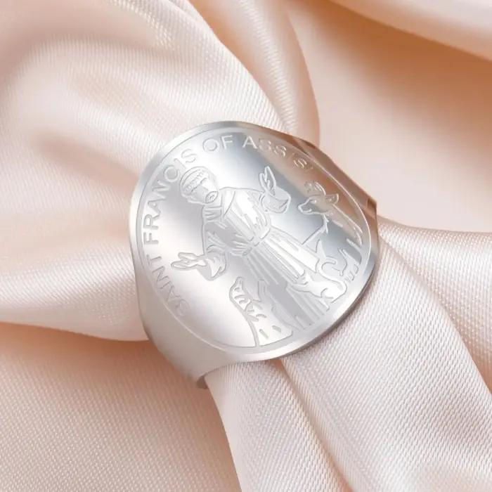 LIKGREAT – bague médaille de St Francis pour hommes et femmes