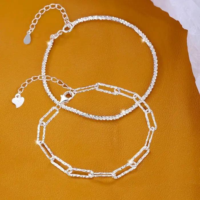 Bracelets étincelants en argent sterling 925 pour femmes