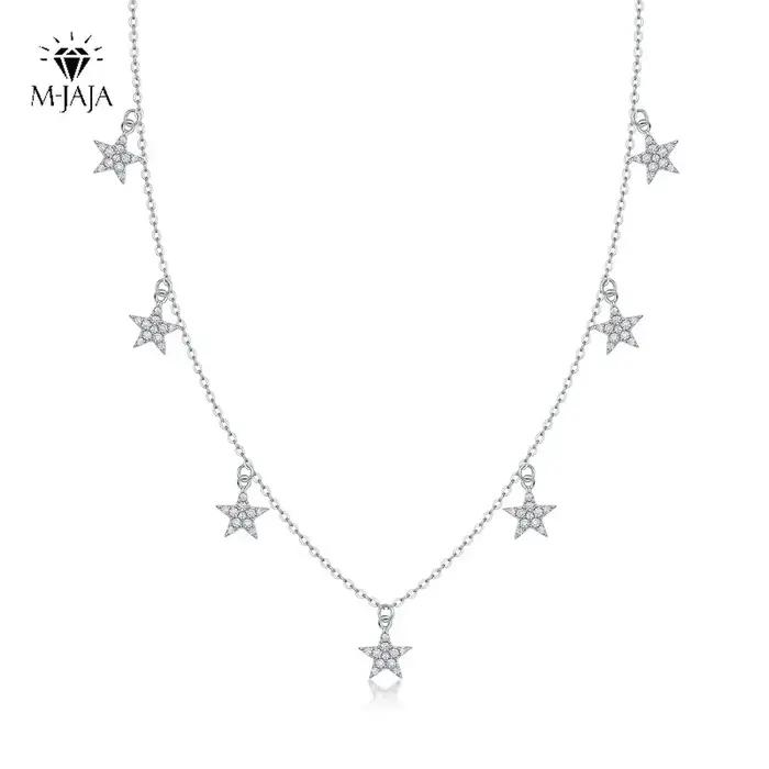 Collier Moissanite en Argent Sterling 925 avec Pendentif Étoile Plaqué Or Blanc Bijoux Fins Occasions Spéciales Femme