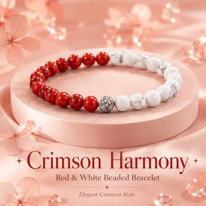 Bracelet extensible perlé rouge et blanc Y2K moderne pour homme et femme polyvalent pour tous les jours et occasions spéciales