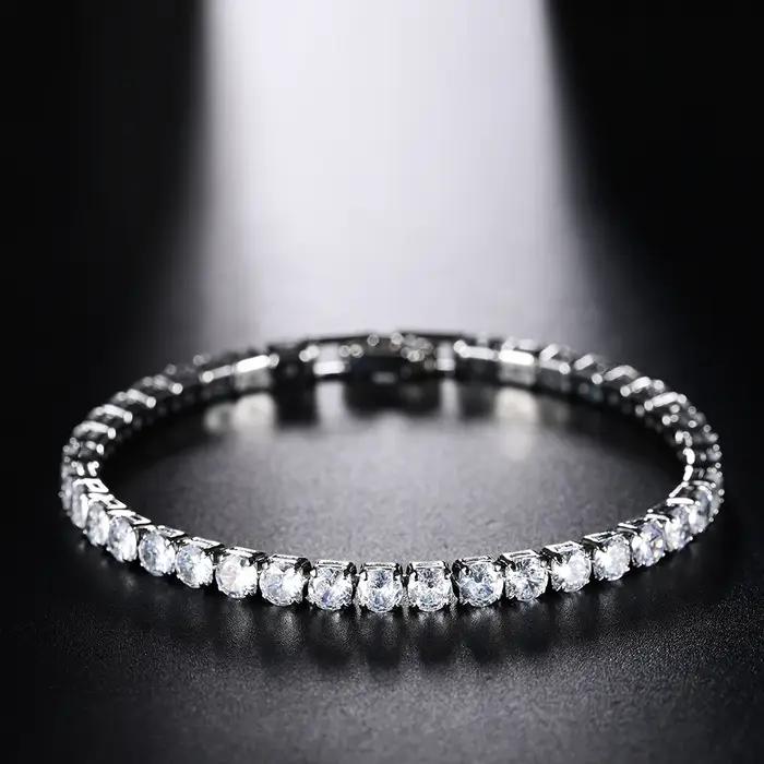 Bracelet de Tennis en Zircon Micro-incrusté de 4mm pour femmes, nouveaux hommes, accessoires de bijo