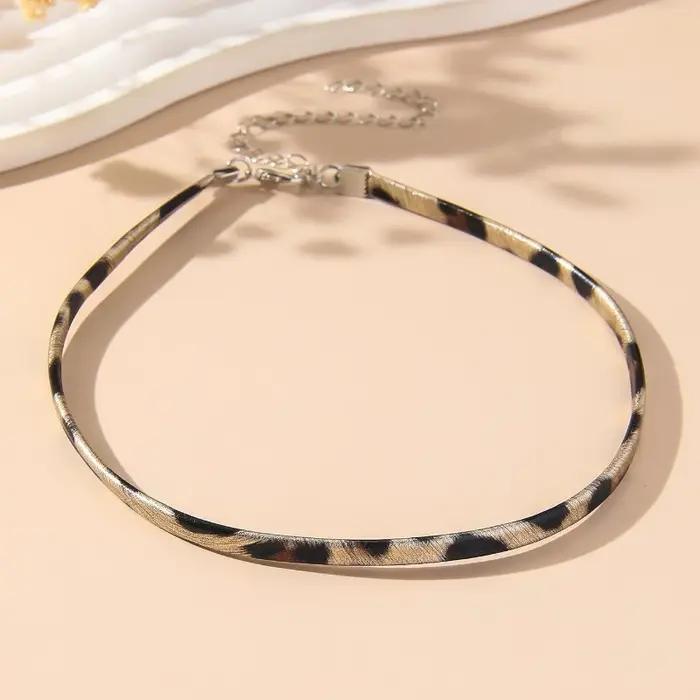Collier ras du cou léopard en cuir PU, style punk, chaîne vintage pour femme, accessoires de bijoux