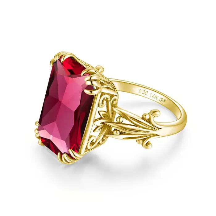 Bague rubis Vintage en or 14 carats pour femmes