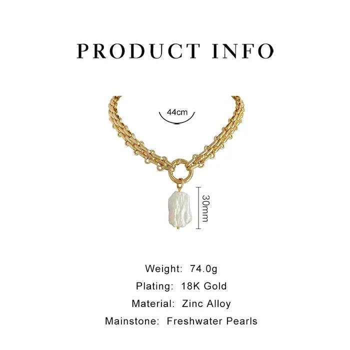 Collier en alliage de zinc avec pendentif perle d'eau douce géométrique pour femmes occasions spéciales élégantes et vintage