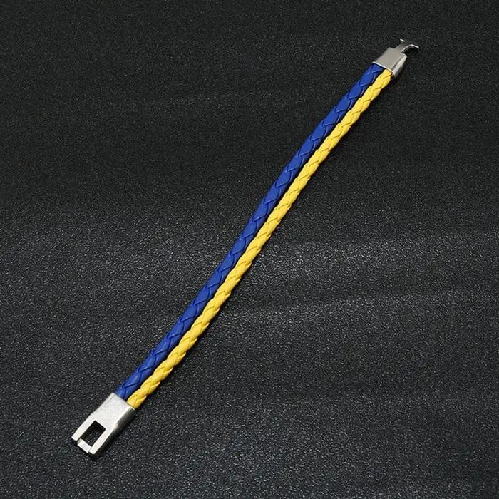 Bracelet drapeau ukrainien tressé multicouche cuir PU classique pour hommes femmes occasions spéciales soutien solidarité