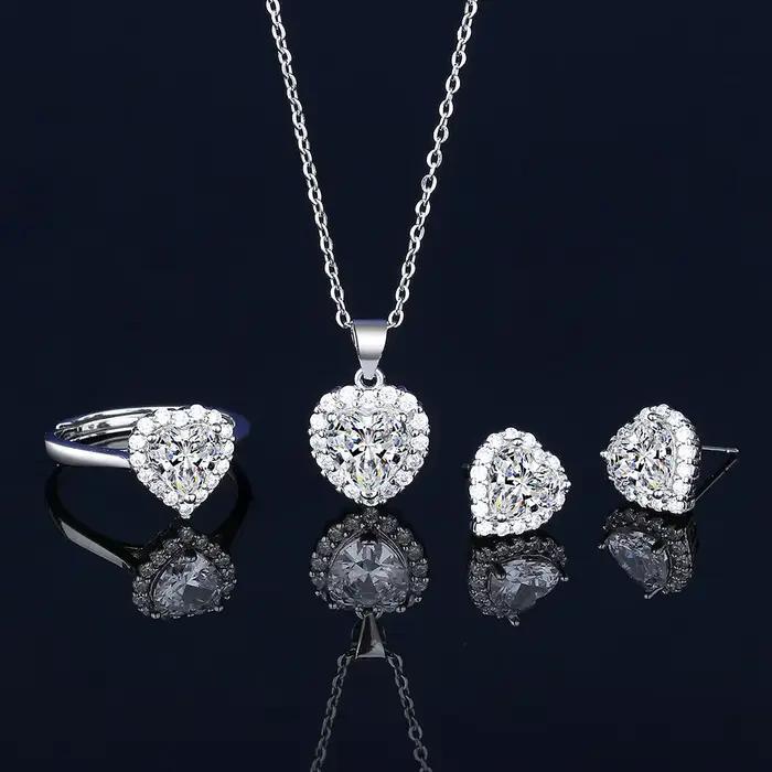 Solitaire Lab – ensemble de bijoux en diamant, en argent Sterling 925, bagues de mariage, boucles d'