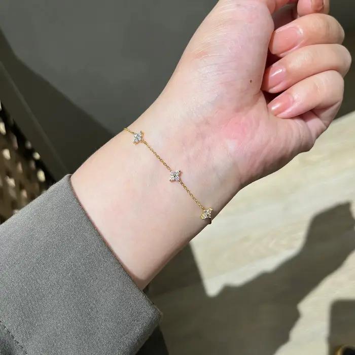 Bracelet Fleur en Argent Sterling 925 pour Femme, Zircon Scintillant Pavé, Chaîne Délicate, Bijou Qu