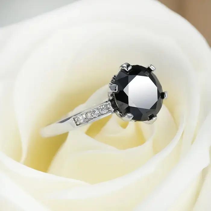 Bague vintage en argent 925 avec pierre noire naturelle pour femme