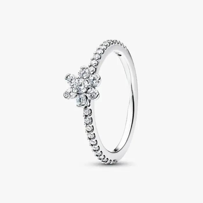 Bague en argent sterling 925 sertie de zirconium fleur violette romantique pour femme occasions spéciales banquets soirée