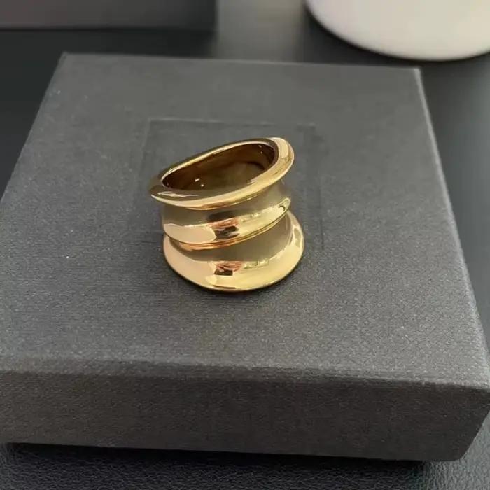 Bague irrégulière plaquée or 24 carats pour femme, accessoires de charme, tendance bijoux, collection 2026 Europe-Amérique