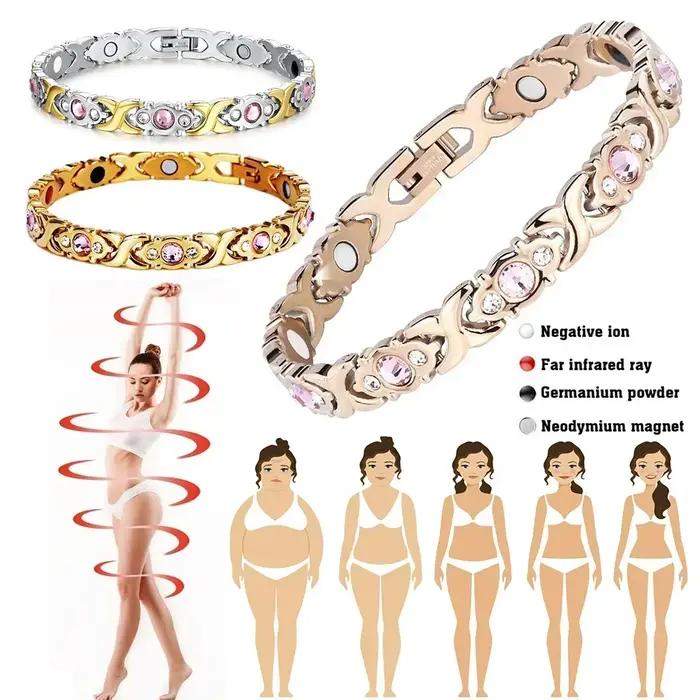 Bracelet de thérapie magnétique amovible noir pour femmes