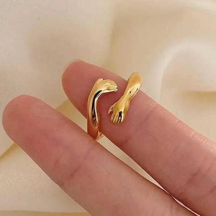 Bague ouverte réglable en acier inoxydable pour femmes