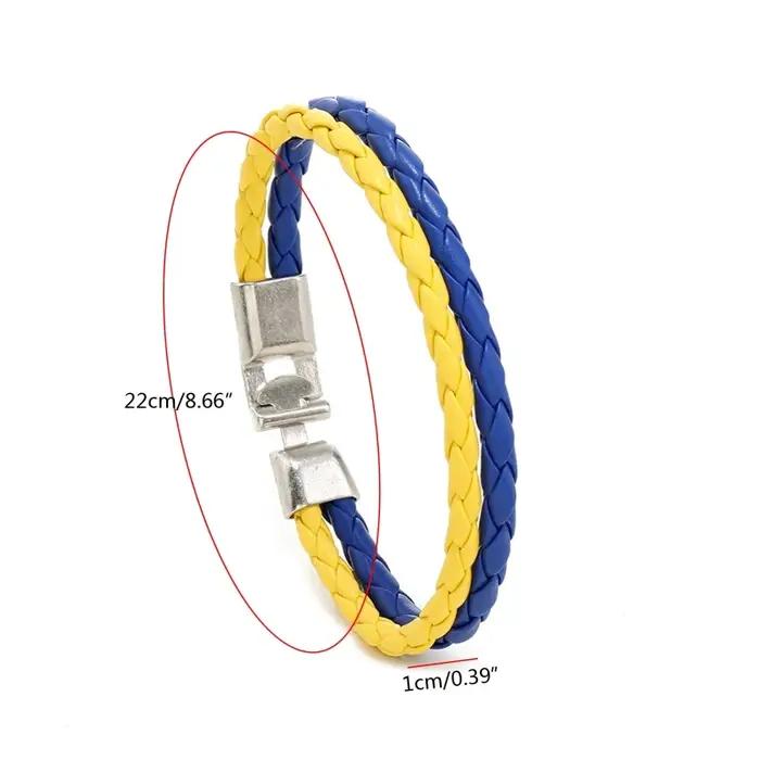 Bracelet drapeau ukrainien tressé multicouche cuir PU classique pour hommes femmes occasions spéciales soutien solidarité