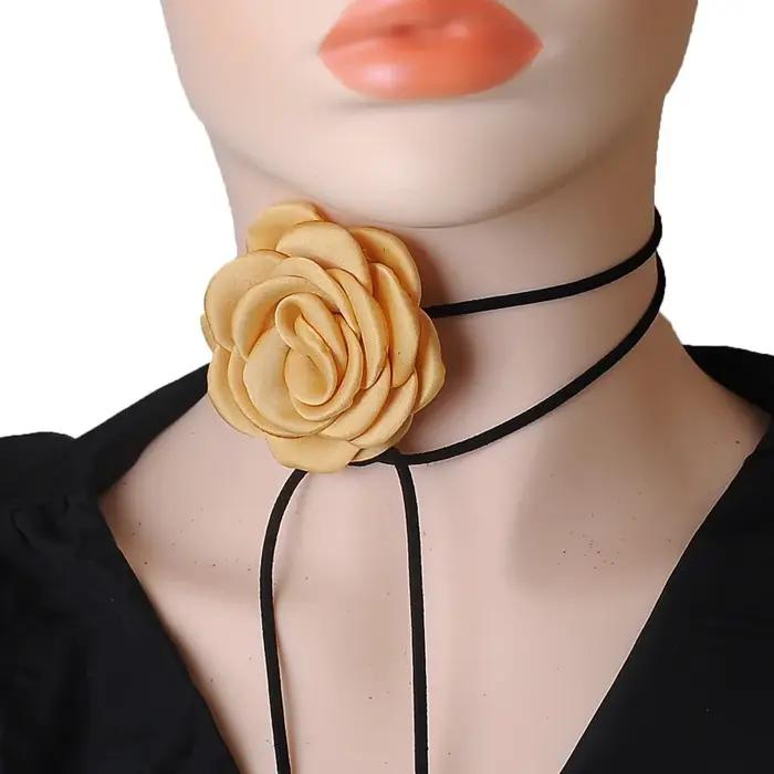 Collier Fleurs Rose Ras Du Cou Femme Bohème Élégant Pour Soirées Mariages Occasions Spéciales