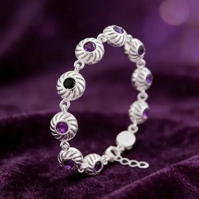Bracelet en argent Sterling 925 serti de CZ transparent romantique et classique pour femmes occasions spéciales mariage engagement anniversaire