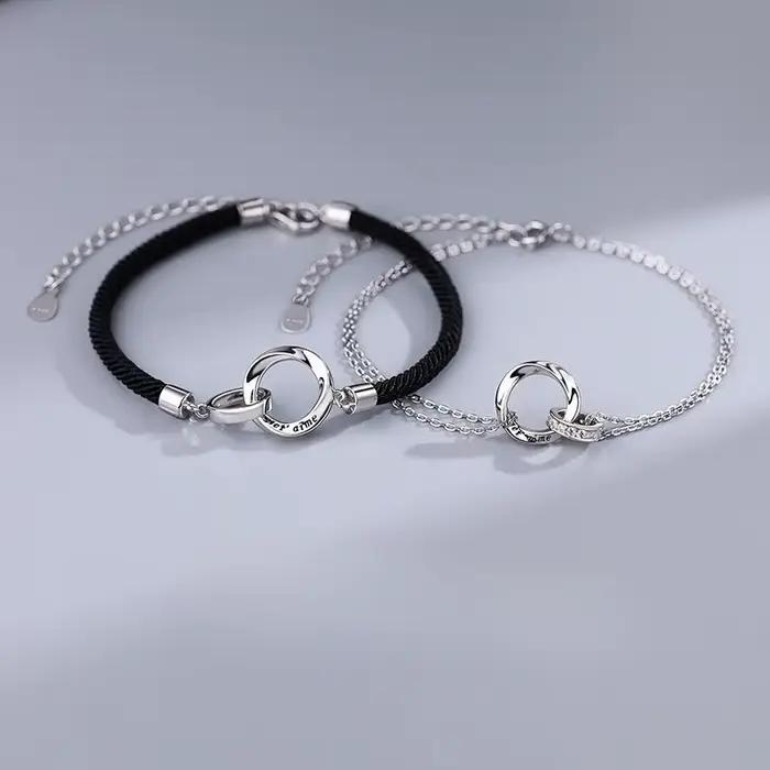 Bracelet de Couple Mobius français en argent Sterling 925