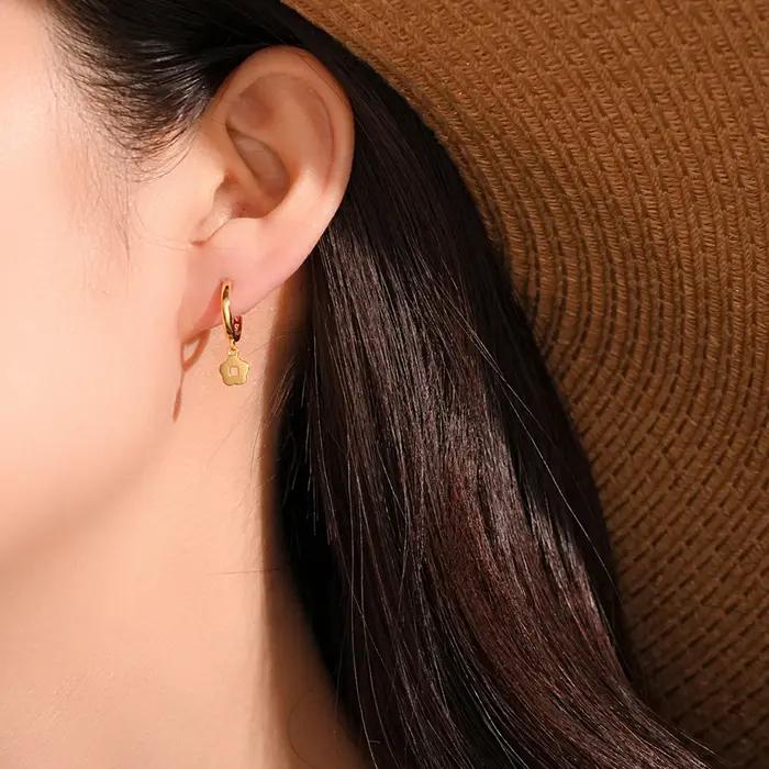 ANDYWEN 925 argent fleur balancent oreille manchette