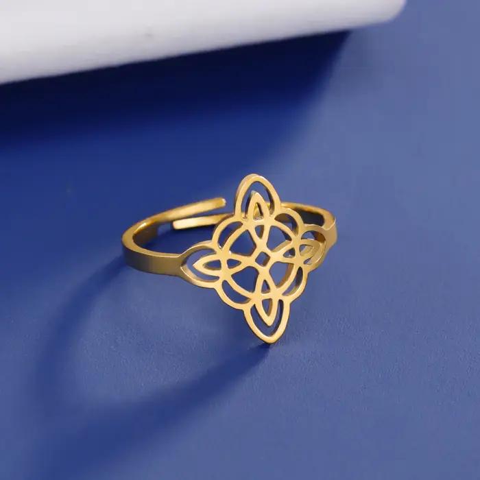 Bague ajustable Nœud de Sorcière pour Femme en Acier Inoxydable