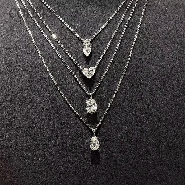 Collier ovale en Moissamite goutte d'eau 925 Sterling Silver pour femmes occasions spéciales mariage engagement anniversaire