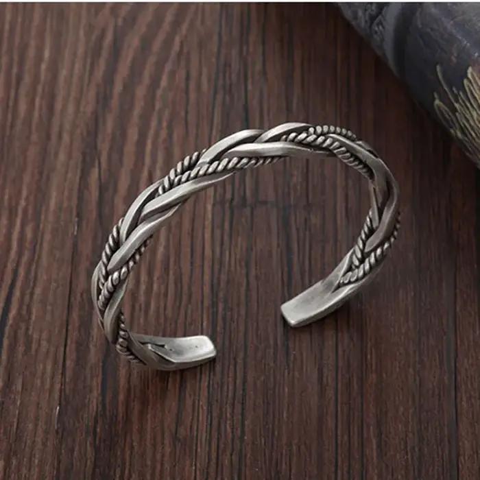 Créateur de mode 925 en argent Sterling tressé tissé Bracelet homme femmes neutre rétro thaïlandais