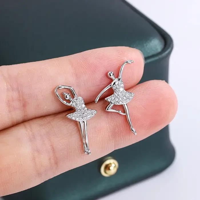 Glamour paillettes ballerine boucles d'oreilles Ballet fille bouchons